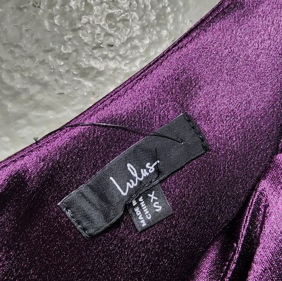 Lulus Make You Shine Dark Purple Satin Mermaid Maxi Dress XS Wedding Party Prom - Picture 11 of 11